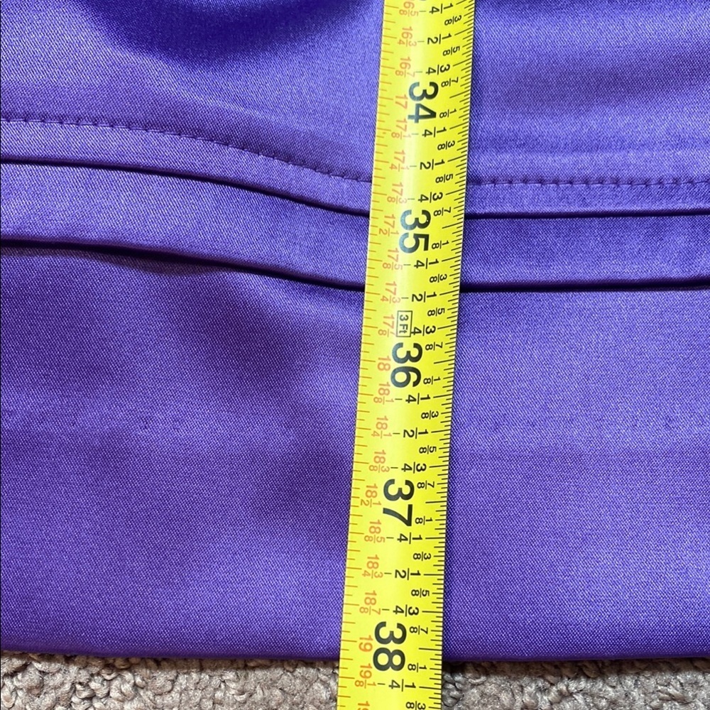 Purple Bodycon Satin Midi Dress with Square Neckline Sexy Bridesmaid Elegant - Picture 9 of 14